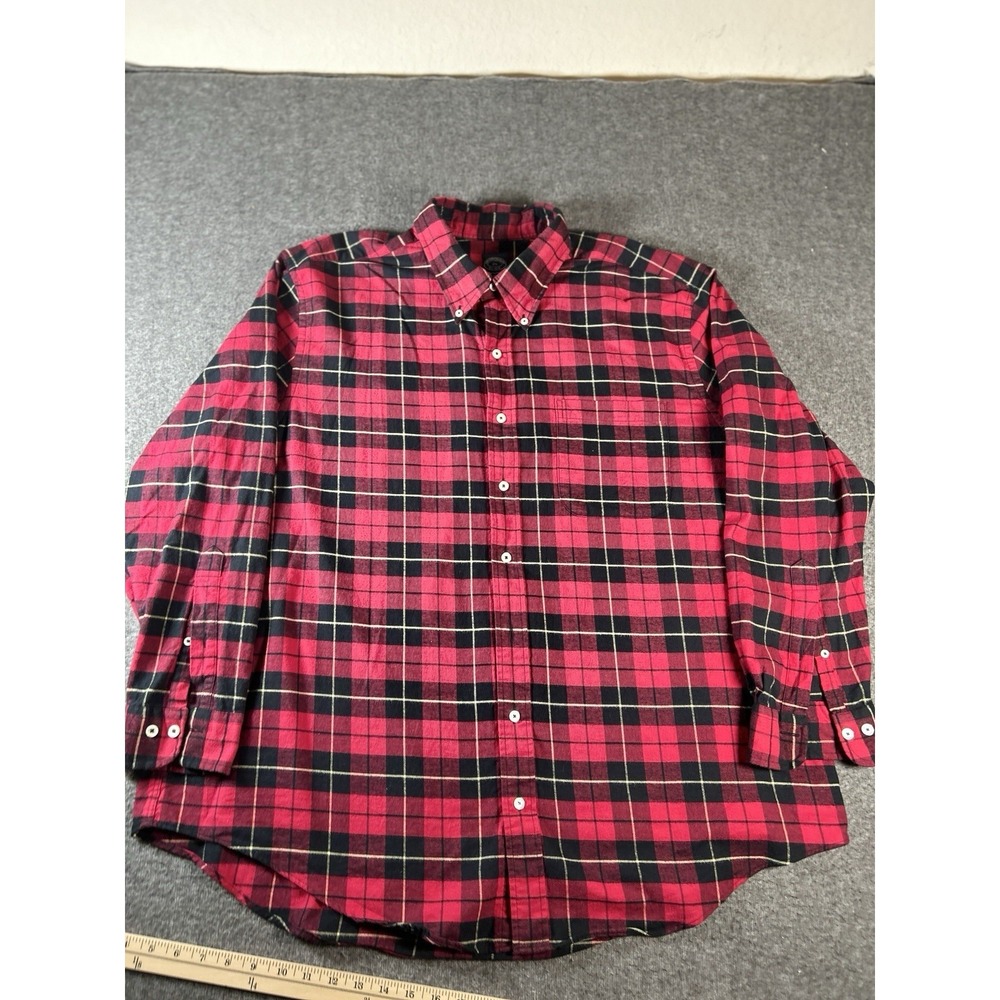 Brooks Brothers Flannel Shirt Men 2XL Red Black Buffalo Plaid 1818 - Picture 3 of 5